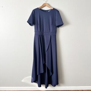 TRUE‎ VIOLET Navy Blue High Low Faux Wrap Maxi Dress UK Size 20 US Size 16